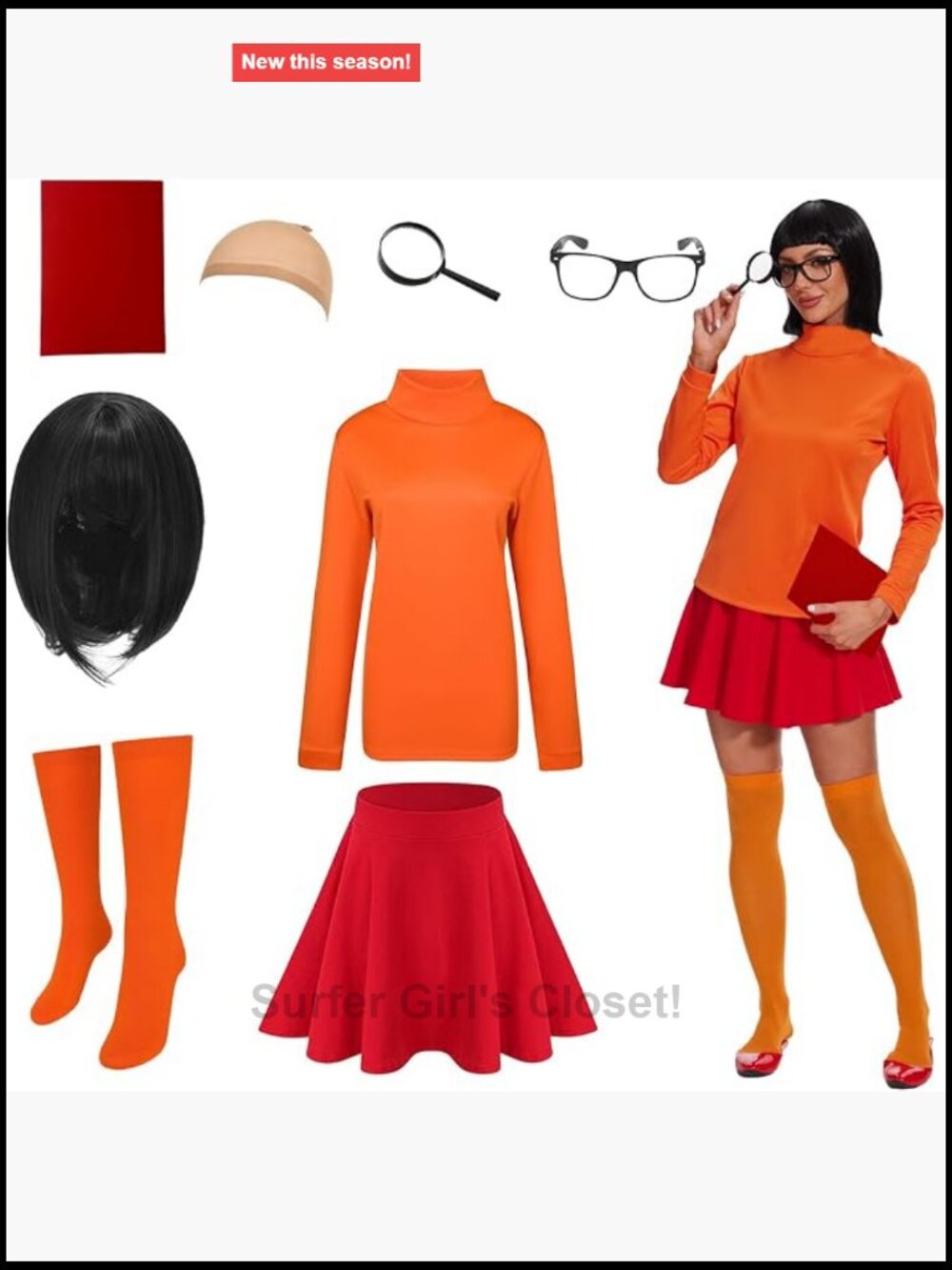 Halloween Costume for Women Classic Movie Character 8-Piece Set Long Sleeve